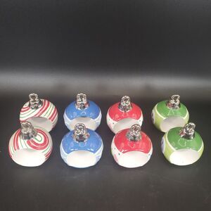 8 Christmas Ornament Napkin Rings Holders Holiday Table Decor 3in